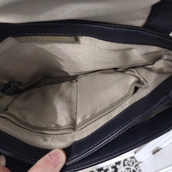 POUR LA VICTOIRE Boxy Crossbody Bag Satchel Purse Leather Navy Convertible.10 - Picture 7 of 10